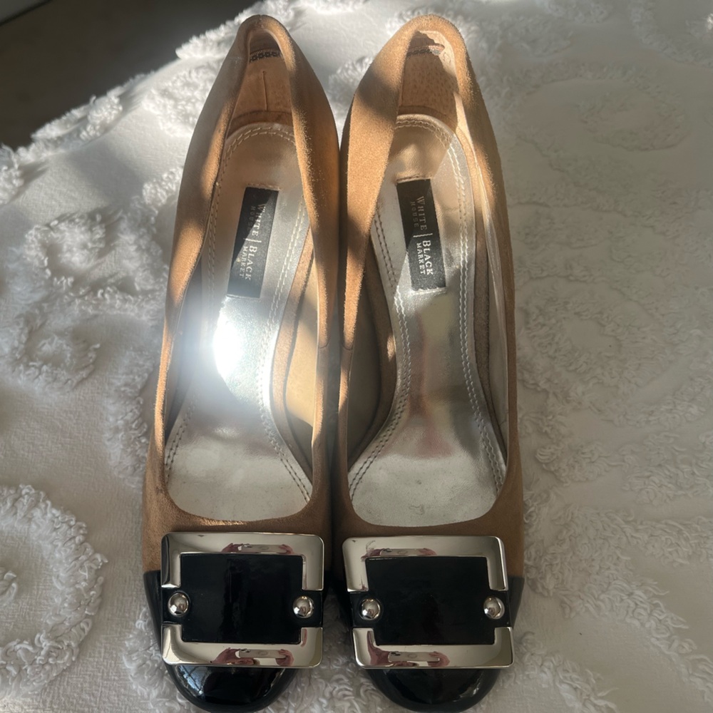 WHBM Tan Suede Heels - Picture 2 of 5